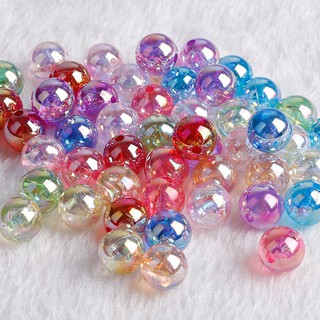 100 Cái / lốc AB Màu Tròn Hạt 6 Mm 8 Mm 10 Mm Acrylic Rời Miếng Đệm Hạt Cho Vòng Tay Thủ Công Trang Sức Làm