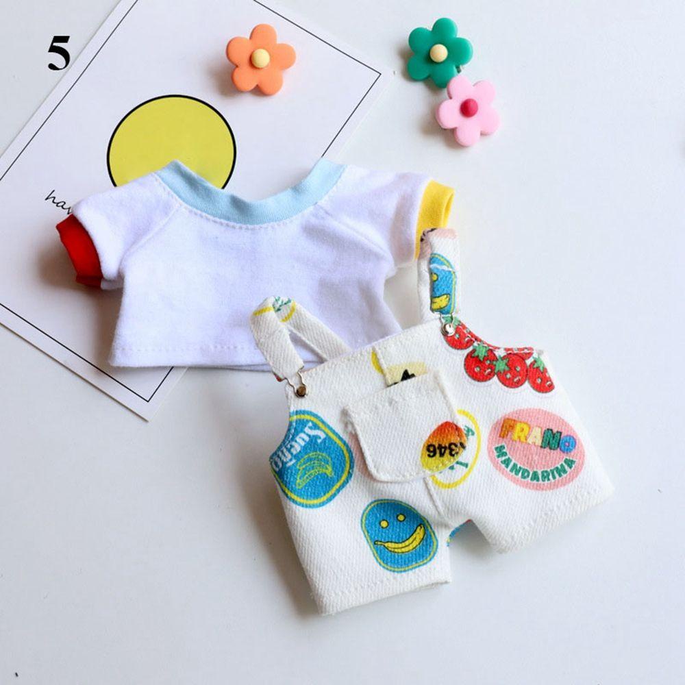 1 Bộ Áo Thun Và Quần Yếm Màu Cầu Vồng Dành Cho Búp Bê 20cm