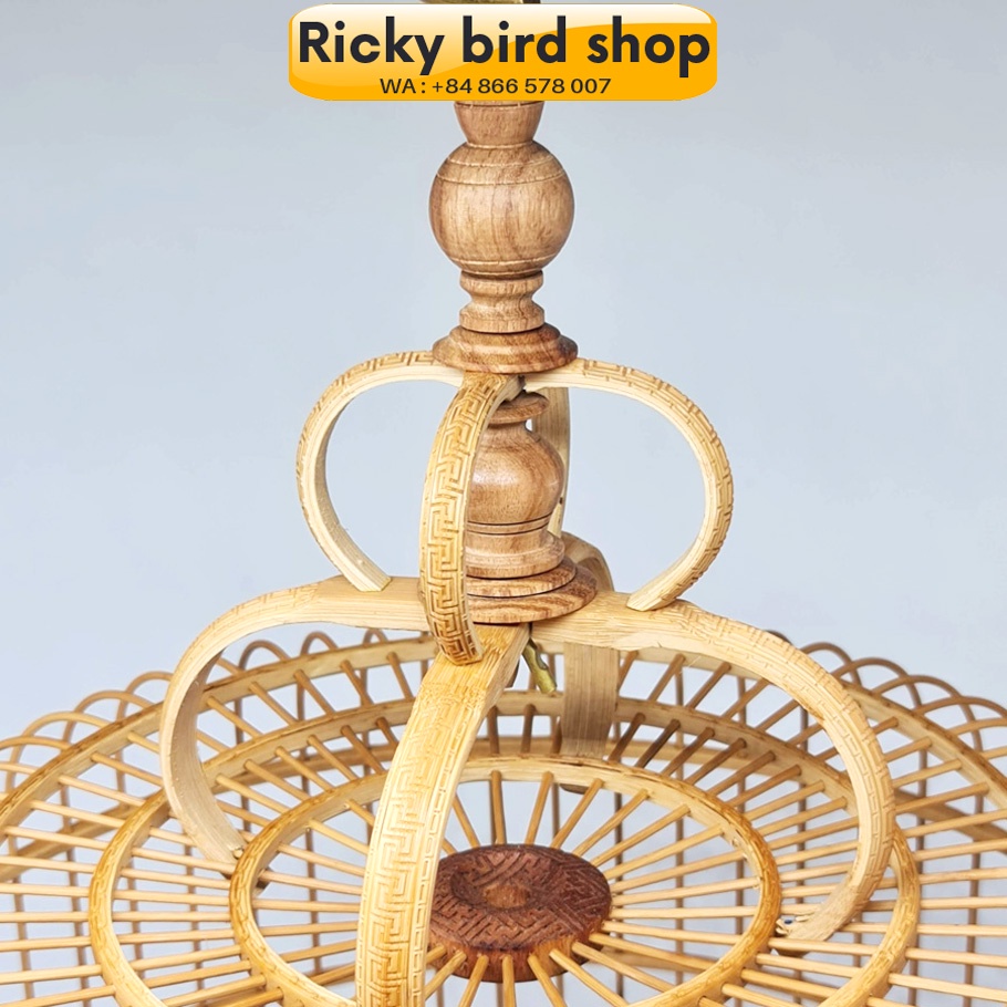 Lồng chim tre, Hwamei bird cage - Eight Immortal design (Have lock door)