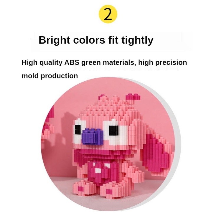Khối xây dựng Lego Khối xây dựng lắp ráp Disney Stitch Khối xây dựng lắp ráp Đồ chơi giáo dục cho trẻ em Khối xây dựng mô hình 3D