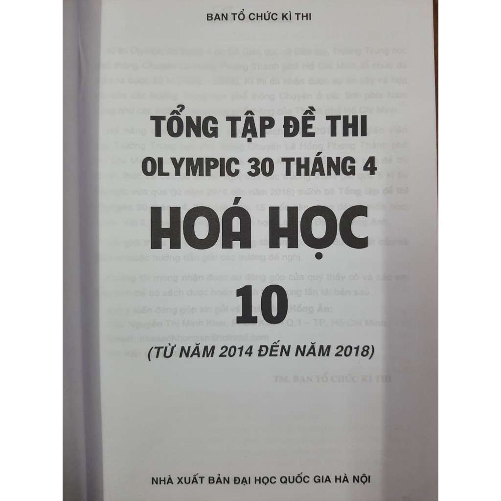 Sách - Tổng tập Đề thi olympic 30 tháng 4 Hoá học 10 ( Từ năm 2014 - đến năm 2018 )