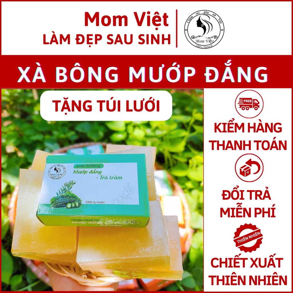 XÀ BÔNG MƯỚP ĐẮNG TRÀM TRÀ MOMVIET (Tặng kèm túi lưới)