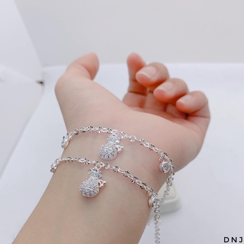 Lắc tay nữ túi tiền đính đá đẹp cam kết bạc thật - Kho sỉ bạc Nhất Linh