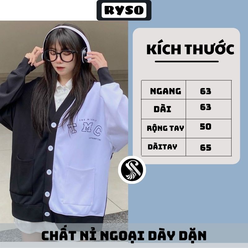 Áo Khoác Bomber Nỉ Bông Nam Nữ Form Rộng Unisex Dày Mịn Phối 2 Màu Trắng Đen RYSO | BigBuy360 - bigbuy360.vn