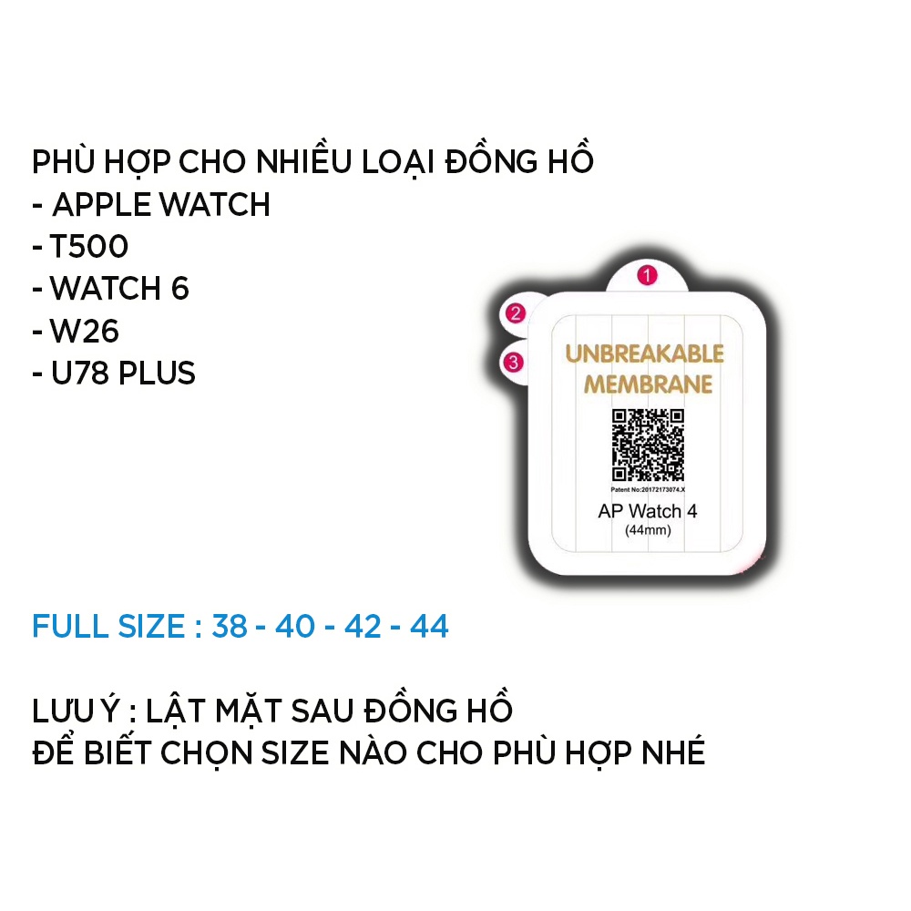 Miếng Dán dẻo PPF Apple watch Series SE/7/6/5/4/3/2/1 tự phục hồi trầy xước 38mm/40mm/42mm/44mm - ORIO