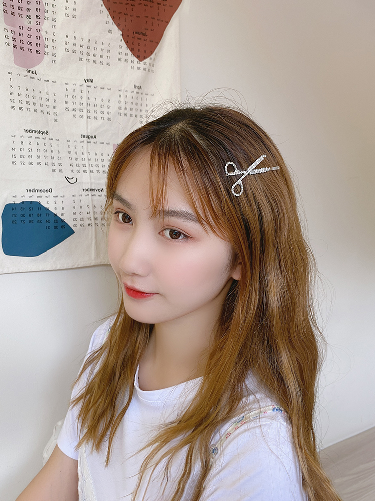Kẹp tóc hình cây kéo đính đá lấp lánh phong cách Hàn Quốc