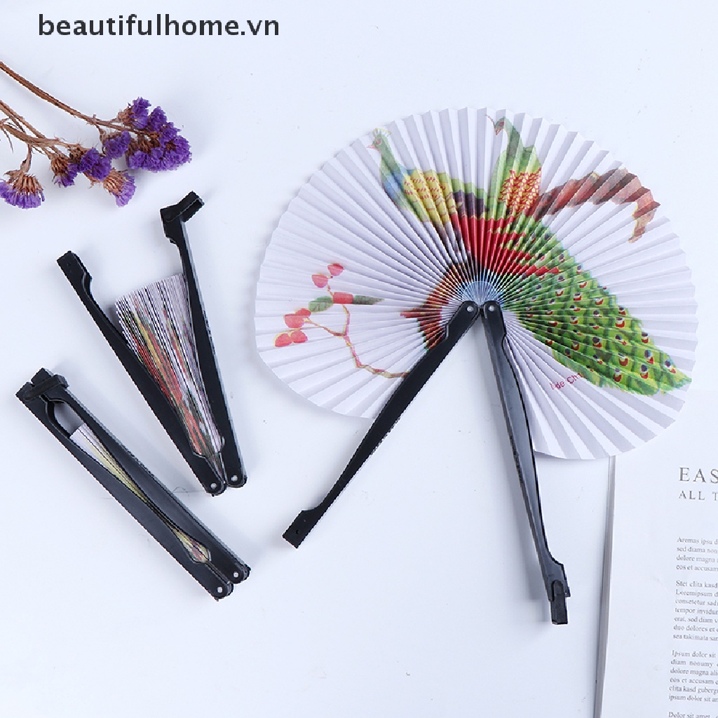Quạt Xếp Cầm Tay In Họa Tiết Phong Cách Trung Hoa