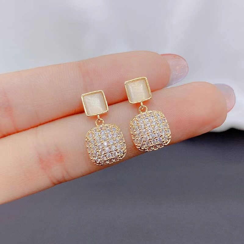 Set khuyên tai mini đính đá zircon thời trang sang trọng dành cho nữ