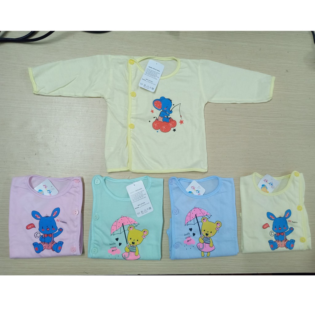 Combo 5 Áo dài tay sơ sinh cúc lệch Baby 100% cotton cho bé