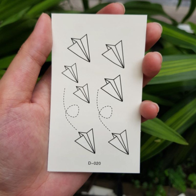 Hình xăm máy bay giấy D20. Xăm dán tatoo mini tạm thời, size <10x6cm