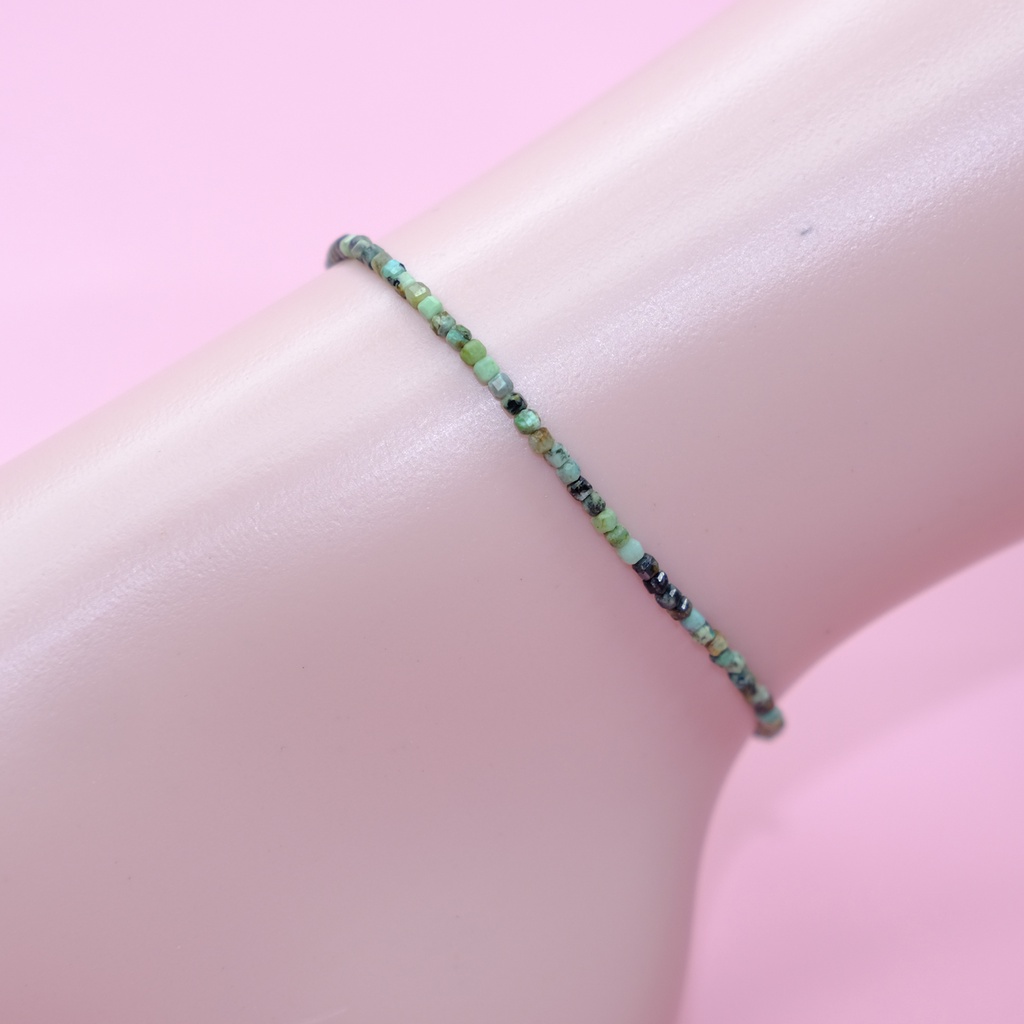 Lắc chân vòng chân đá phong thuỷ Chrysocolla giác vuông cầu tài lộc sức khoẻ bình an UPCARA