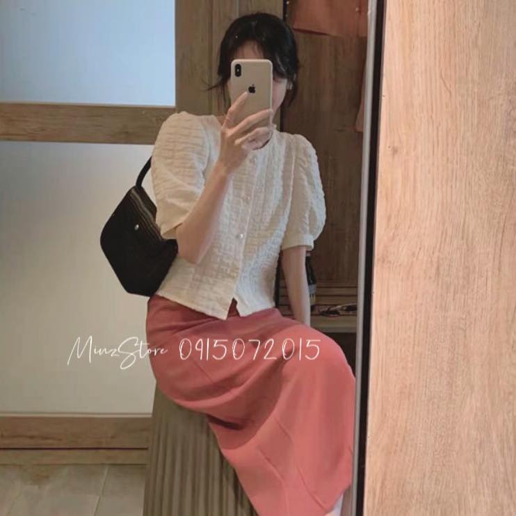 Áo Sơ Mi Công Sở Nữ MINZ STORE Mã 1050 Dáng Lửng, Thiết Kế Tay Bồng Phong Cách Hàn Quốc