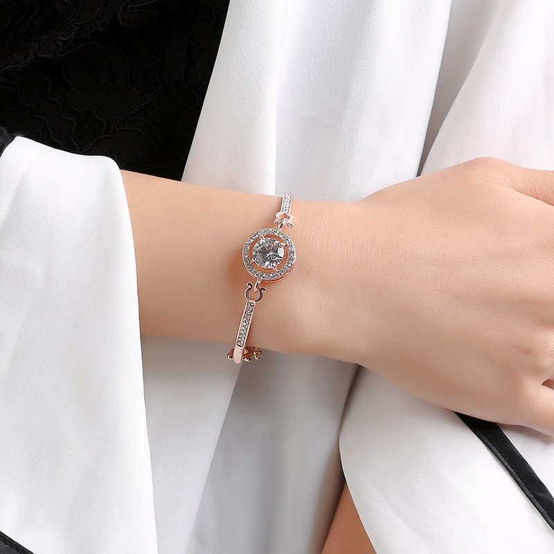 Vòng tay kim cương pha lê vàng trắng sang trọng thời trang nữ