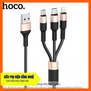 Cáp sạc cao cấp hoco x26 3 cổng lightning, micro và type-c