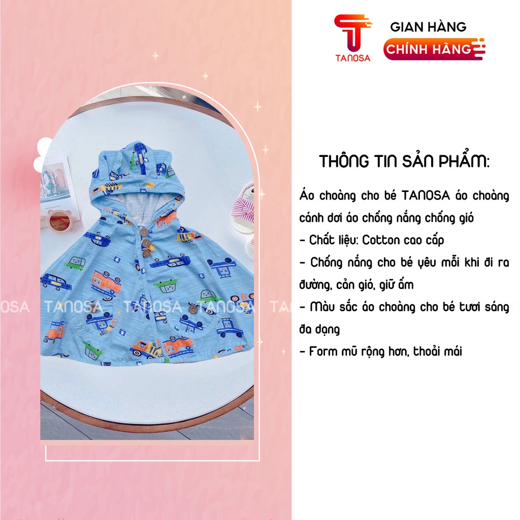 Áo chống nắng áo choàng cánh dơi cho bé trai bé gái 10-22kg