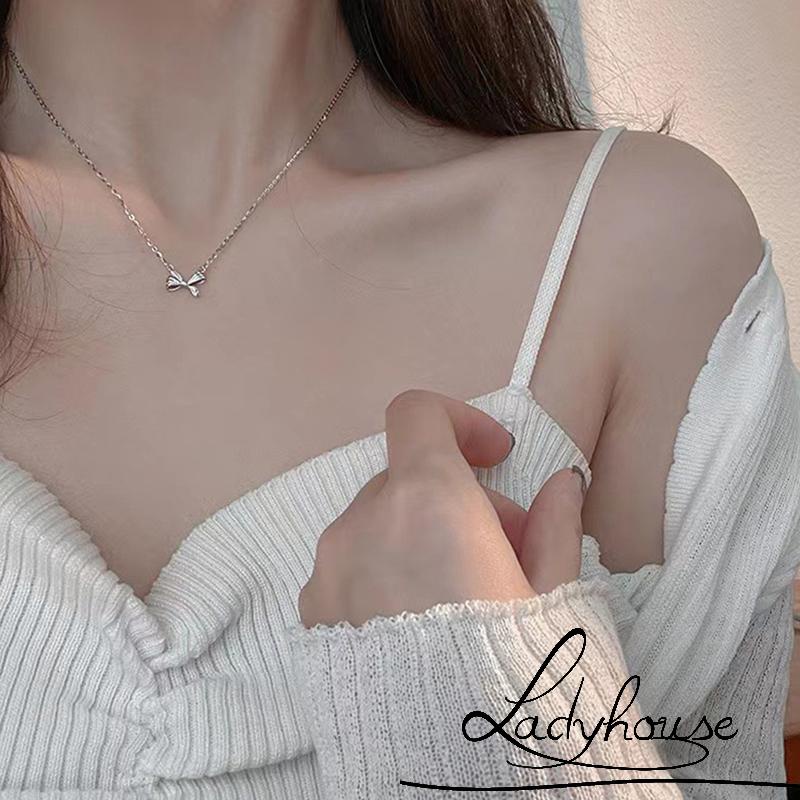 Vòng cổ Màu Bạc Mặt Hình Nơ Xinh Xắn Cho Nữ