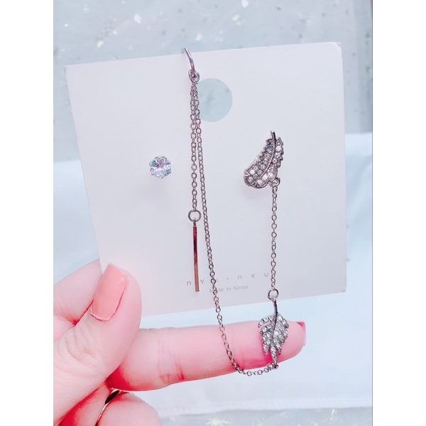 bông tai chiếc lá khuyên tai kẹp vành phong cách hàn quốc