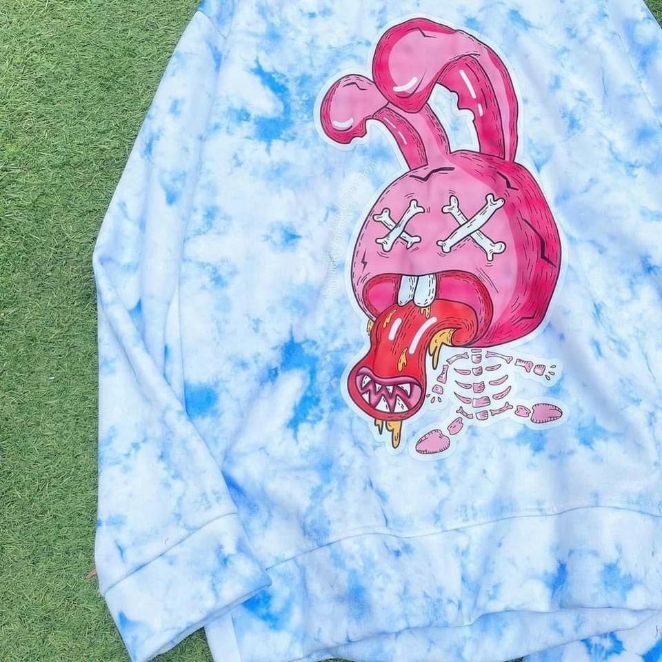 HÌNH THẬT  Set bộ hoodie nỉ + quần short loang màu Tie Dye thỏ Rabbit unisex