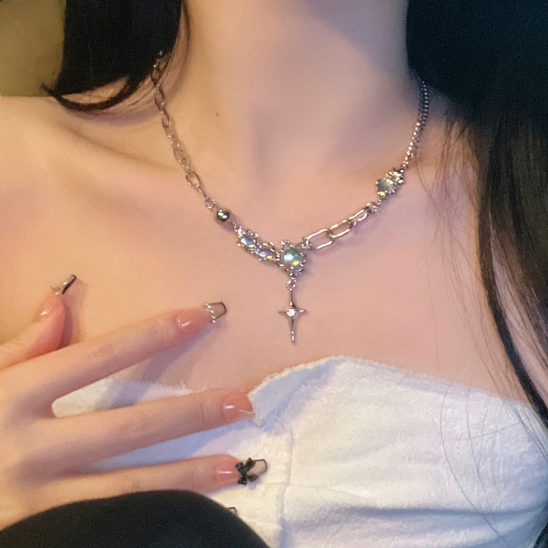 IF ME Vòng Cổ Choker Mặt Ngôi Sao Năm Cánh Đính Đá Ngọt Ngào Cho Nữ