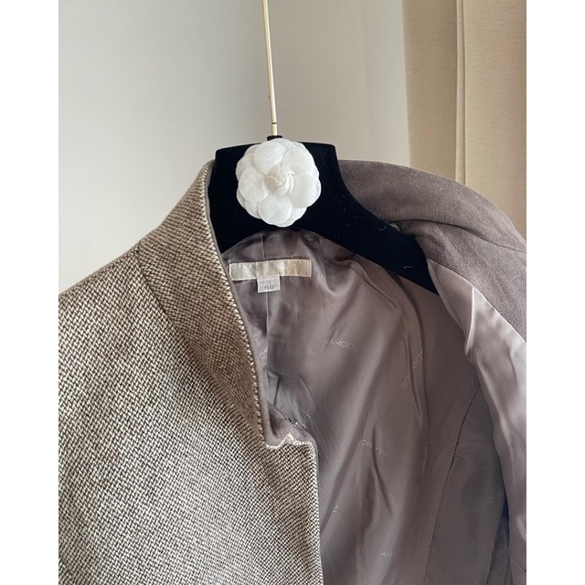 Áo dạ Hàn kẻ ghi nâu vintage