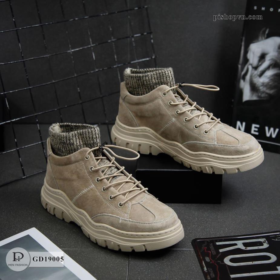 Giày Sneaker Nam Da Lộn Thời Trang Cổ Len Ôm Chân Cao Cấp GD19005 Hàng Fullboxx