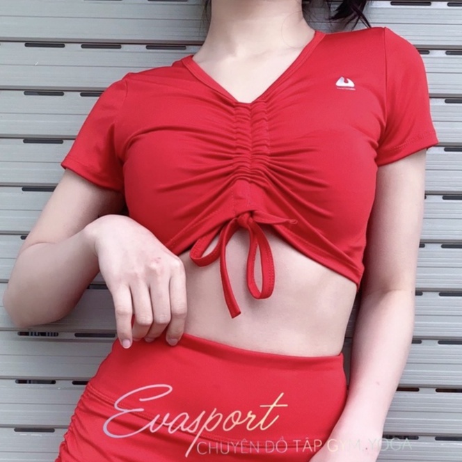 Áo Tập Gym Yoga Nữ Croptop Rút Dây Ôm Body Tôn Dáng Thể Thao Thời Trang Cá Tính Sexy EVASPORT