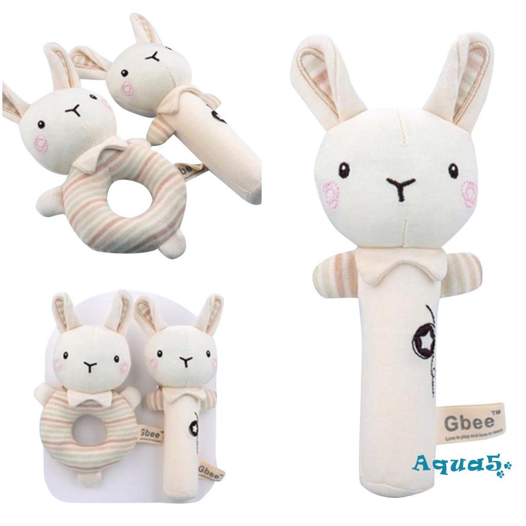 AQQ- Đồ chơi lục lạc lông mềm hình thỏ/gấu con/voi dễ thương cho bé sơ sinh