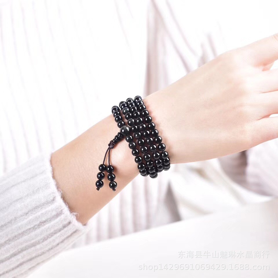 Vòng tay đá núi lửa Obsidian xanh đen chuỗi 108 hạt /Vòng tay phong thủy tài lộc 💕FREESHIP 50k💕- Dear Ladies