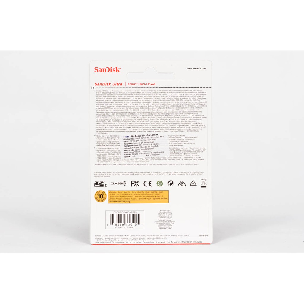 Thẻ Nhớ SDHC 16GB Sandisk Ultra Class 10 UHS-I 80Mb/S Chính Hãng [BH 5 năm] | BigBuy360 - bigbuy360.vn