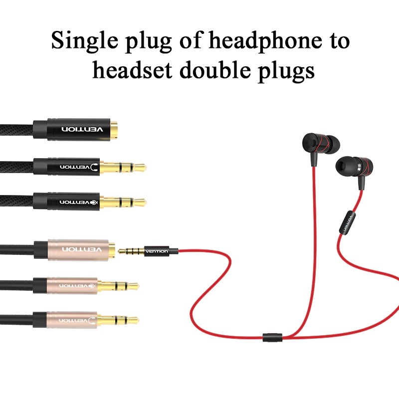 Cáp chia chữ Y chia âm thanh Aux lỗ cắm 3.5mm sang đầu cắm 3.5mm chất lượng cao