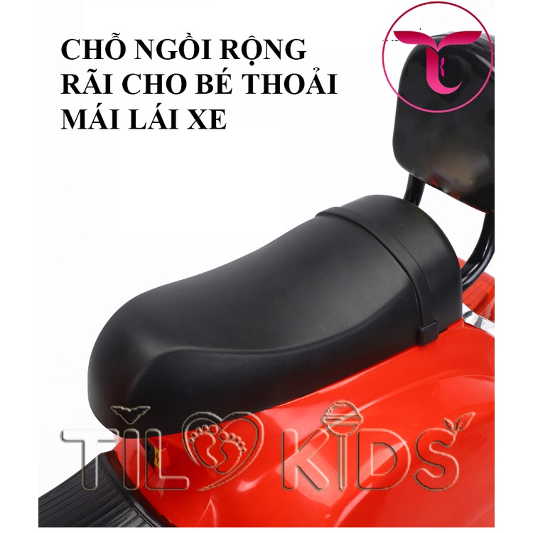Xe máy điện trẻ em, xe máy điện Vespa cho bé TILO KIDS TLK-6288 có đèn nhạc siêu dễ thương