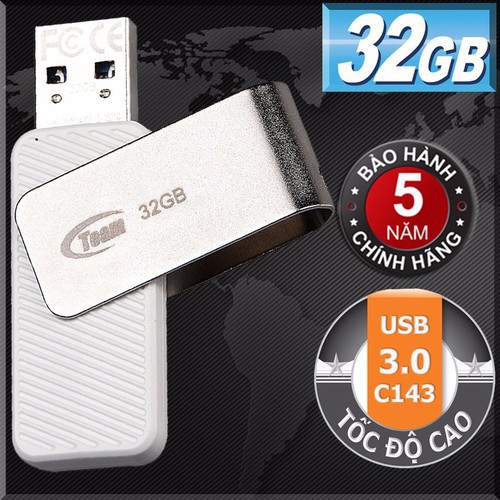 USB Team Group INC C143 32GB / USB 3.0 tốc độ cao (Trắng) - hàng chính hãng