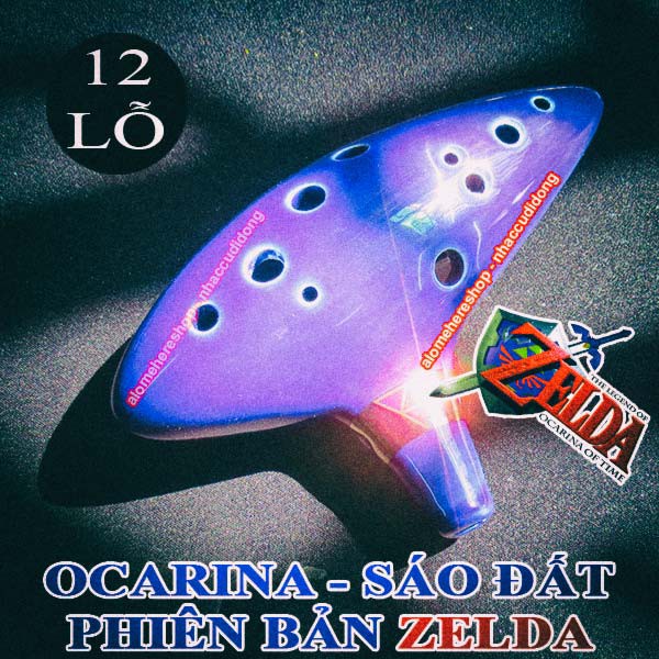 Sáo đất Ocarina 12 lỗ phiên bản Zelda Xanh Dương nguyên mẫu trong game