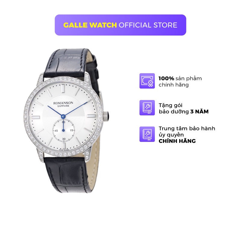 Đồng hồ Romanson Men Watch TL6A22QMWWH nam máy Thụy Sĩ mặt mỏng kính Sapphire chống xước, dây da cao cấp chính hãng