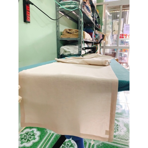 Tấm trải trang trí bàn ăn table runner vải linen 1 lớp kiểu dáng vintage