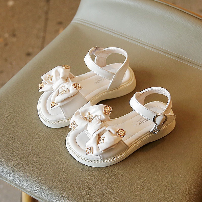 Giày Sandal Công Chúa Đế Mềm Hở Ngón Đính Nơ Thời Trang Mùa Hè Cho Bé Gái