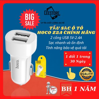 Tẩu sạc điện thoại ô tô xe hơi 2 cổng hoco z2a, sac nhanh, bh 12 tháng
