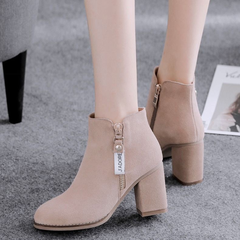 [SẴN HÀNG] Boots cao cổ nữ da lộn, giày cao cổ nữ thời trang, gót 7cm | BigBuy360 - bigbuy360.vn