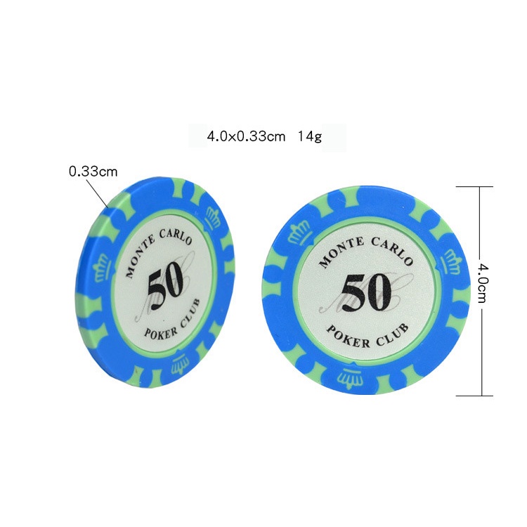 Hộp 100 Chip Poker Phỉnh Poker Có Số Nhựa Abs Monte Carlo ( Lõi Thép )