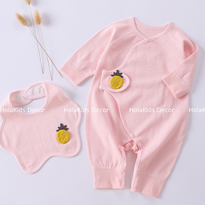 Bộ body liên thân, body dài tay sơ sinh kèm yếm cho bé yêu HolaKids Decor