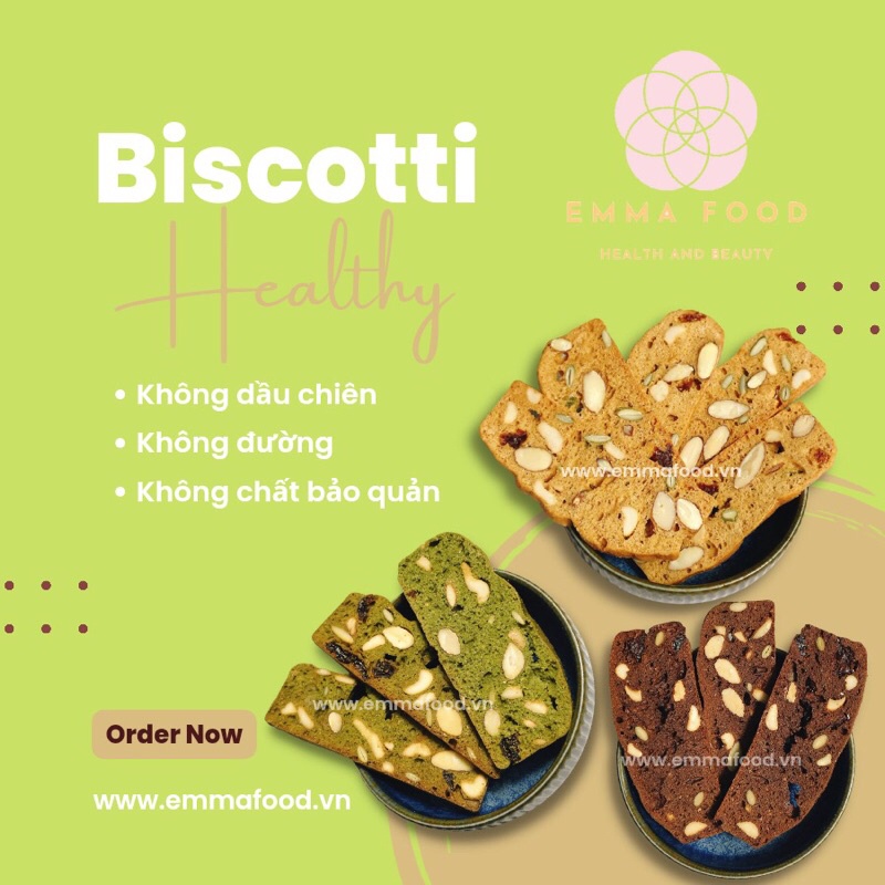 Bánh BISCOTTI Nguyên Cám Ăn Kiêng Lành Mạnh 100% by EMMA - Bánh Ngũ Cốc Giảm Cân Healthy