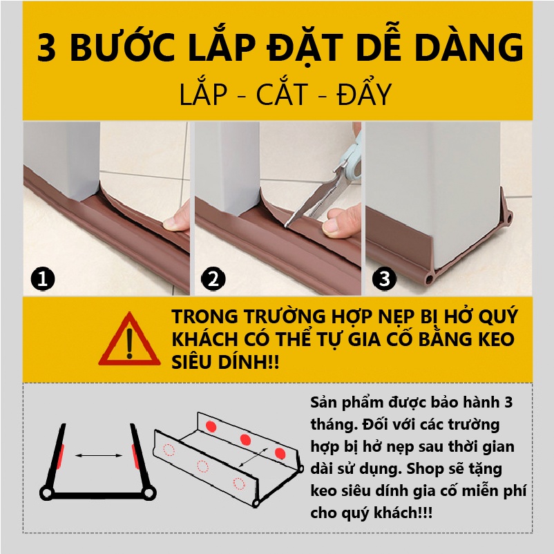 Thanh chắn cửa thế hệ mới chống ồn ⭐ Nẹp chặn cửa chắn khe hở chống bụi, chống côn trùng, chống thoát hơi gió điều hòa