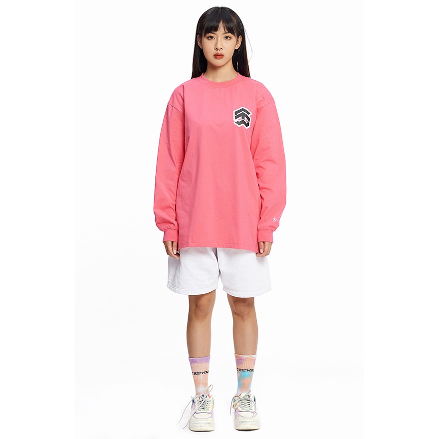 5THEWAY® /stroke/ BIG LOGO LS NEW TEE™ in HOT PINK aka Áo Thun Hồng Tay Dài