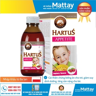 Hartus Appetite - Cải thiện chứng biếng ăn cho trẻ, giảm suy dinh dưỡng, tăng cân nặng cho bé (1 hộp x 150ml).