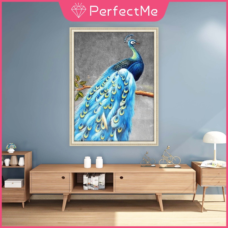 Bộ Tranh Đính Đá 5D Tự Làm Hình Chim Công 60x80cm