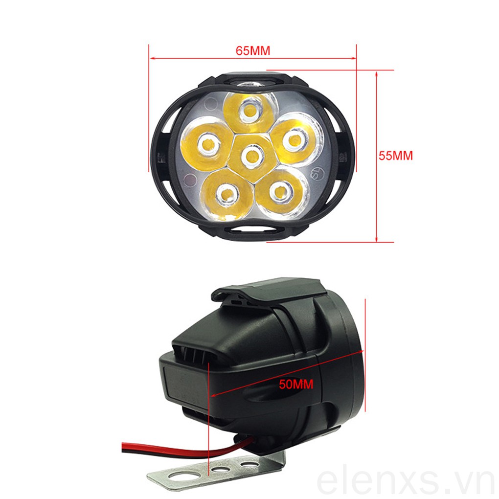 2Pcs/set Motorcycle External LED Spotlight 6 LED 8W 1000LM 6500K Light Replacement Kit High Brightenss ELENXS