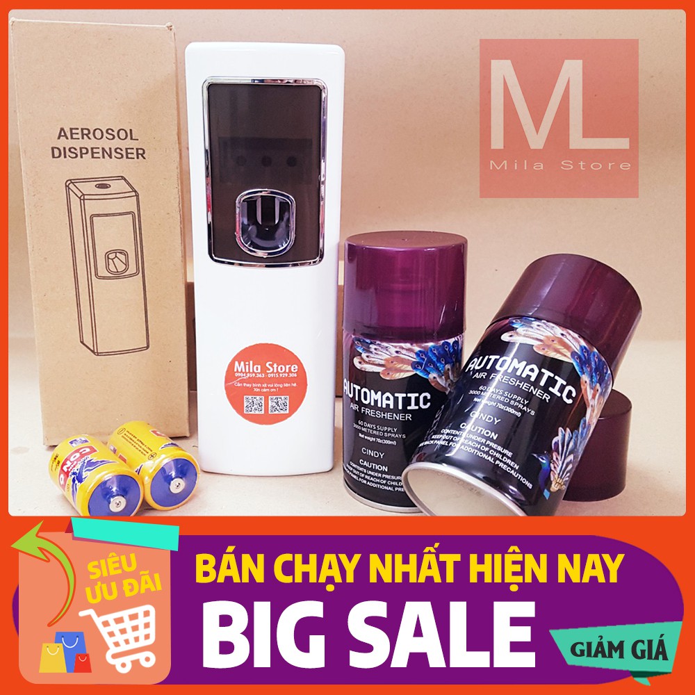 COMBO 1 MÁY + 2 BÌNH - Máy xịt thơm phòng tự động - Inbox chọn mùi hình cuối