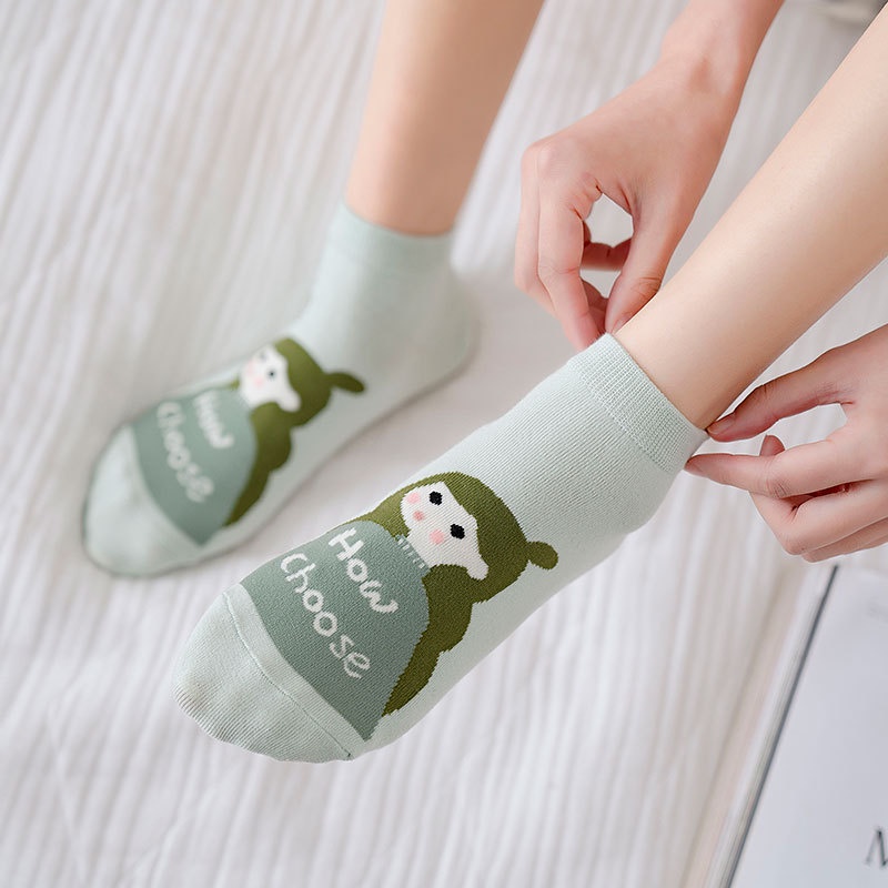 Vớ Cotton Mềm Mại Chống Trượt Thoáng Khí Thấm Hút Mồ Hôi In Họa Tiết Hoạt Hình Dễ Thương Thời Trang Cho Nữ