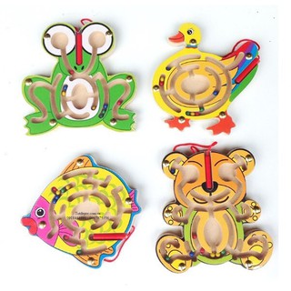 Đồ chơi gỗ lăn bi mê cung bút từ mini cho bé