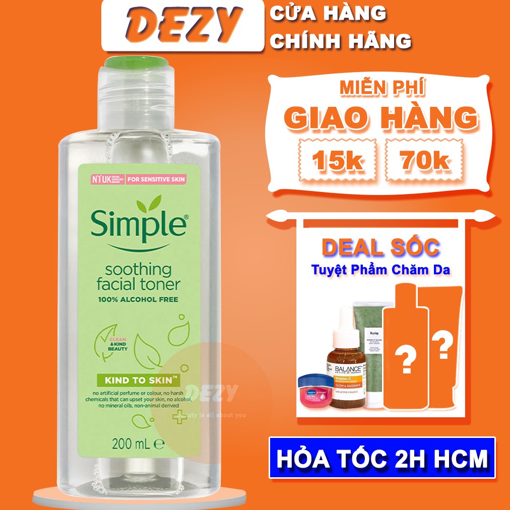 Toner Simple CHÍNH HÃNG Kháng Khuẩn Cho Da Mụn Dầu Dưỡng Ẩm Da Nhạy Cảm - Nước Hoa Hồng Toners Chăm Sóc Da Sắc Đẹp Dezy